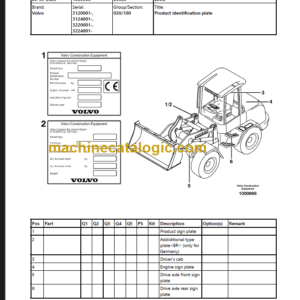 Volvo L30G Compact Wheel Loader Parts Manual