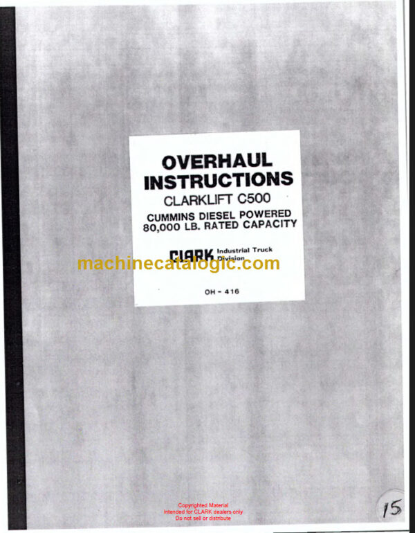 CLARK C500 Y800 OVERHAUL MANUAL