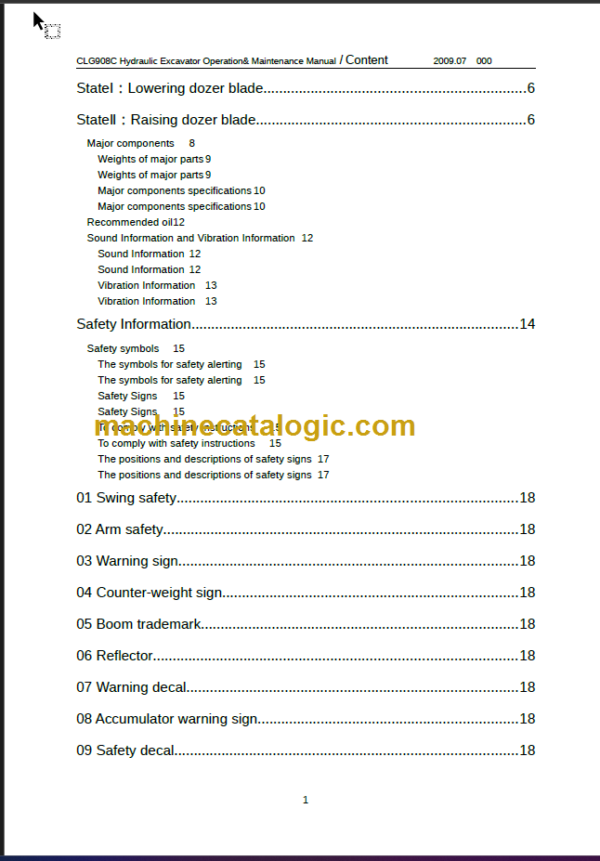 CLG908C III OPERATION MANUAL