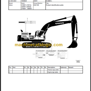 VOLVO EC480D L EXCAVATOR PARTS MANUAL