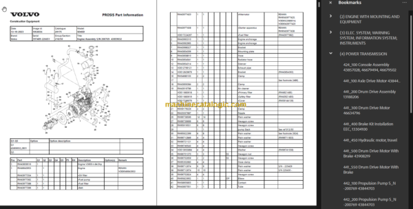 Volvo SD45D Soil Compactor Parts Manual