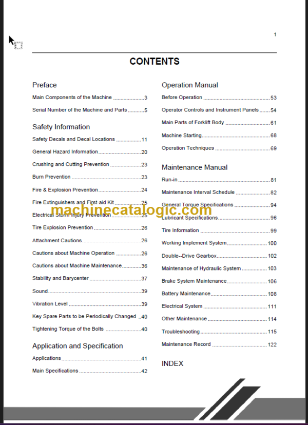 CLG2015A-18A-20A OPERATION MANUAL