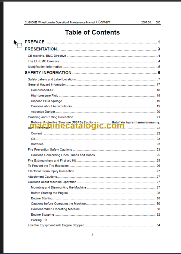 CLG 856 III OPERATION MANUAL