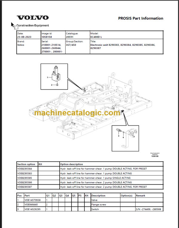 VOLVO EC480D L EXCAVATOR PARTS MANUAL