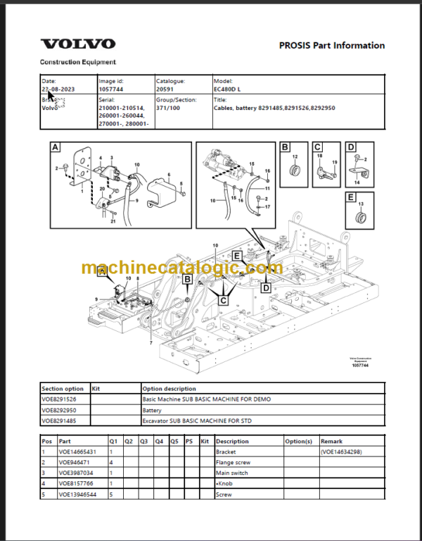 VOLVO EC480D L EXCAVATOR PARTS MANUAL