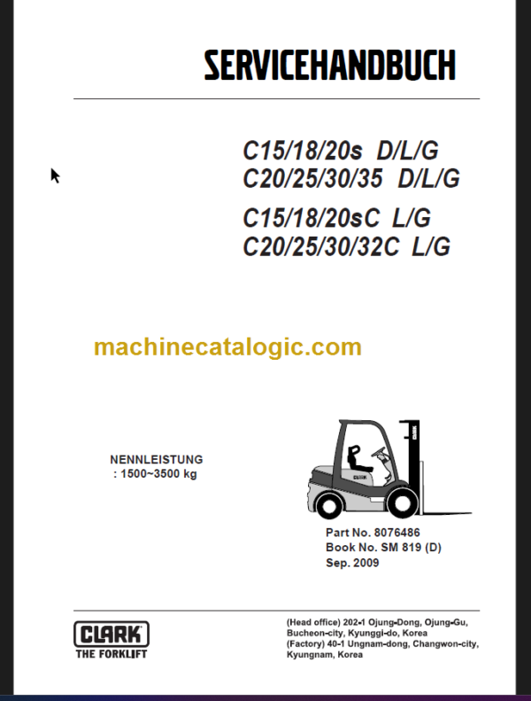 CLARK C15 18 20 25 30 35 SERVICEHANDBUCH DE