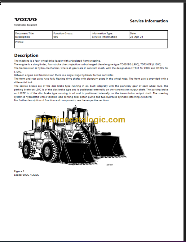 VOLVO L120C BM WHEEL LOADER SERVICE REPAIR MANUAL