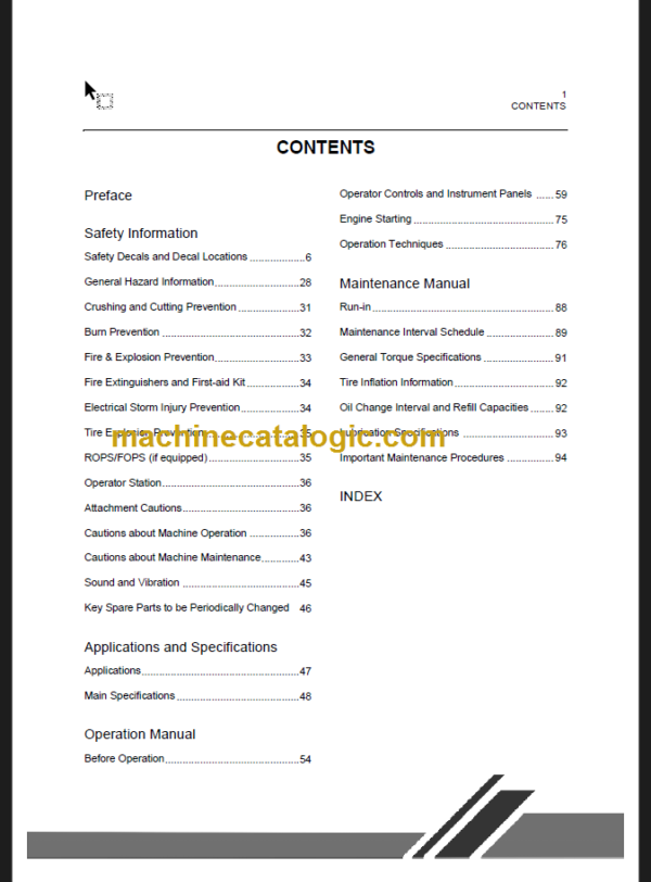 CLG365A-375A-385A OPERATION MANUAL