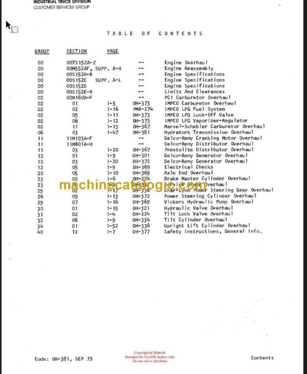 CLARK C300 356 (OH-381) Overhaul Manual