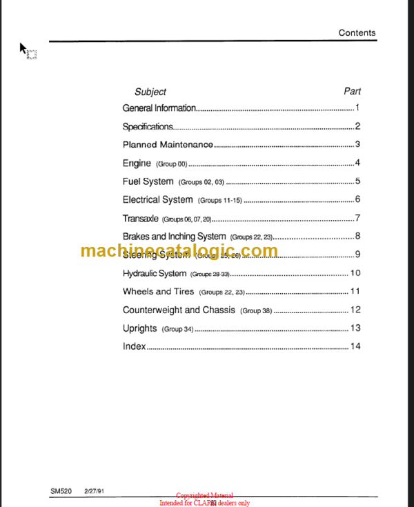 CLARK CGS 520R SERVICE MANUAL