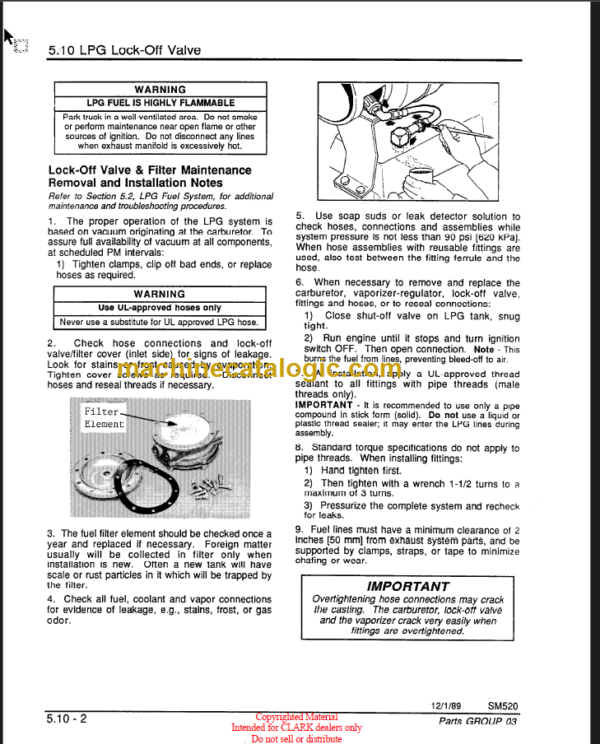 CLARK CGS 520R SERVICE MANUAL