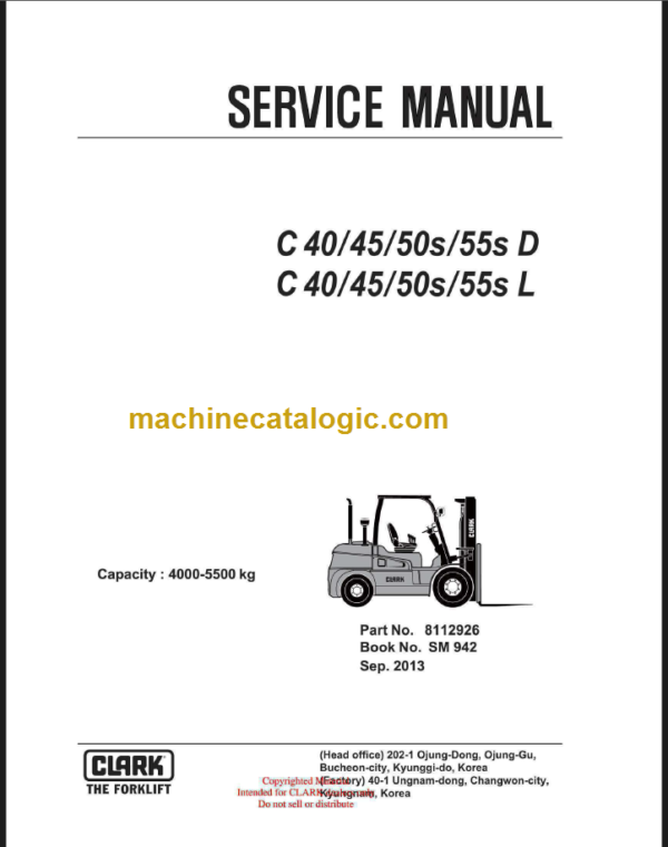 CLARK C40 45 50s 55s D L SERVICE MANUAL