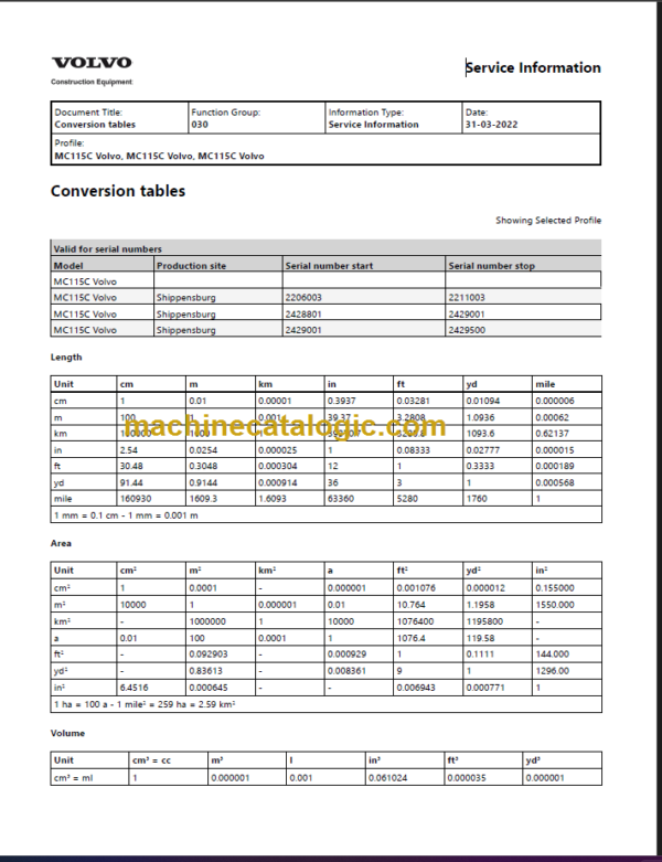 VOLVO MC115 C SKID STEER LOADER SERVICE MANUAL