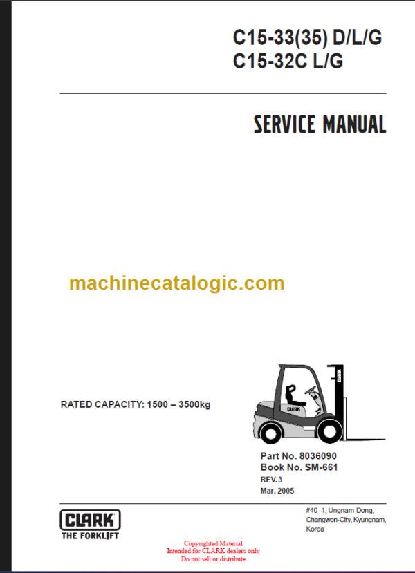 CLARK C15-33 DLG C15 32C L G SERVICE MANUAL