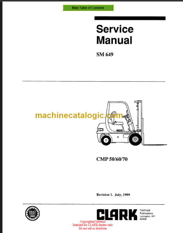 CLARK CMP50 60 70 SERVICE MANUAL