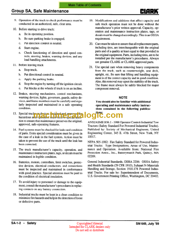 CLARK CMP50 60 70 SERVICE MANUAL