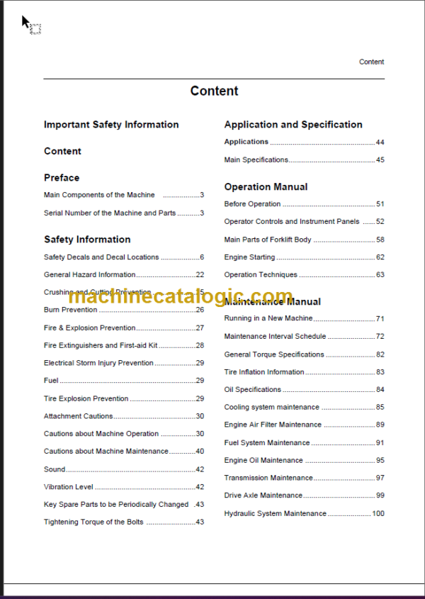 CLG418 III OPERATION MANUAL