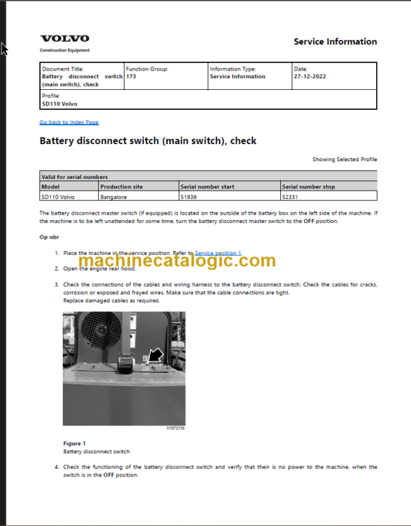 VOLVO SD110 SOIL COMPACTOR SERVICE REPAIR MANUAL