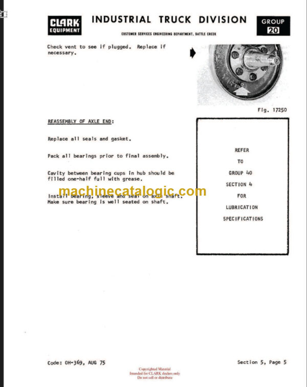 CLARK C500 (Y) 20 25 S30 (OH-367) OVERHAUL MANUAL