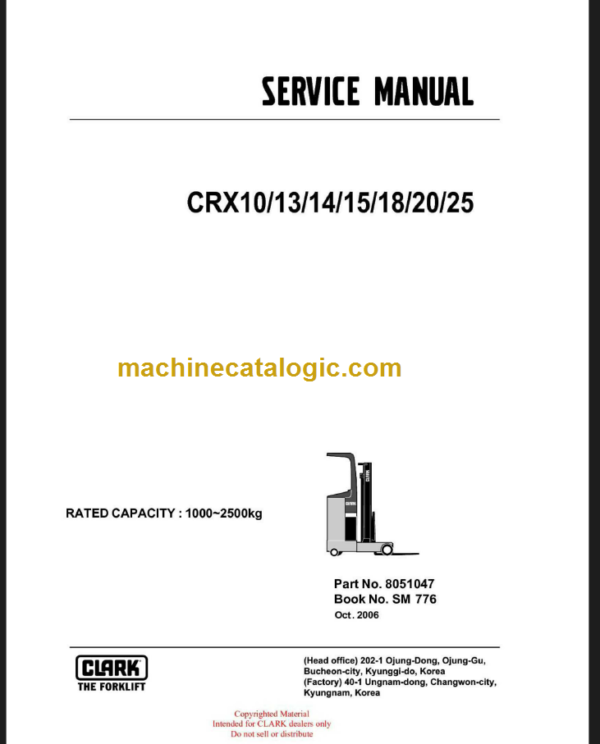 CLARK CRX10 13 14 15 18 20 25 SERVICE MANUAL