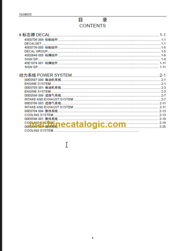 CLG 862 III PARTS MANUAL