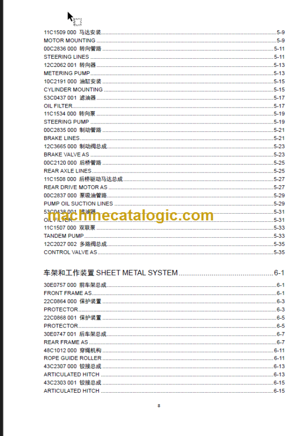 CLG 611H PARTS CATALOG