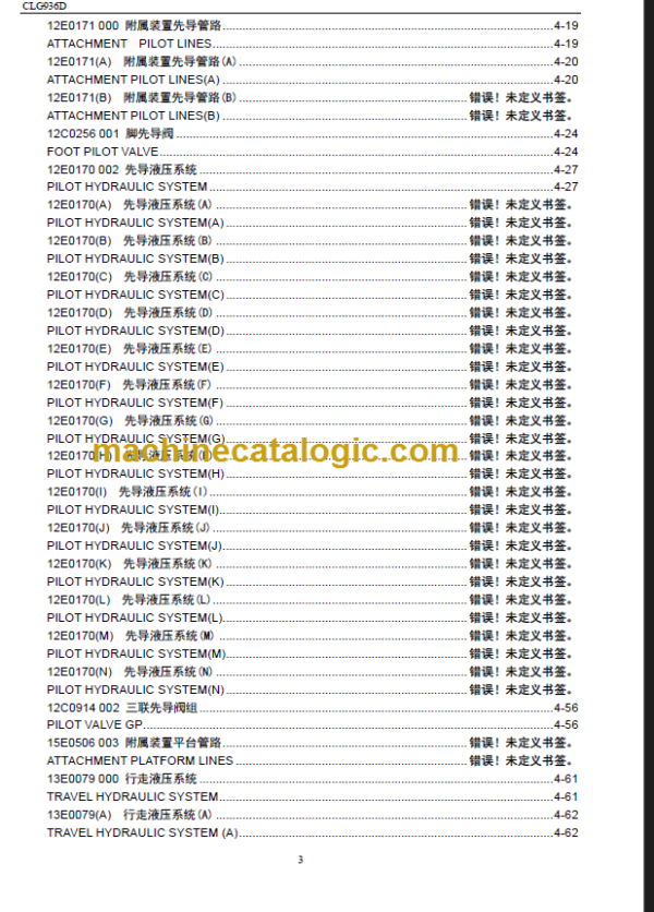 CLG936D III PARTS CATALOG