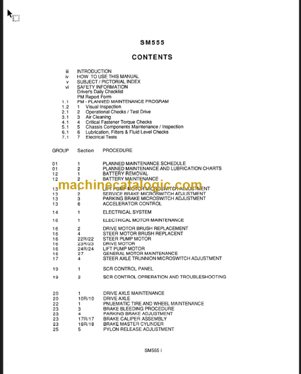 CLARK TM 12 25 36 EV100 SERVICE MANUAL