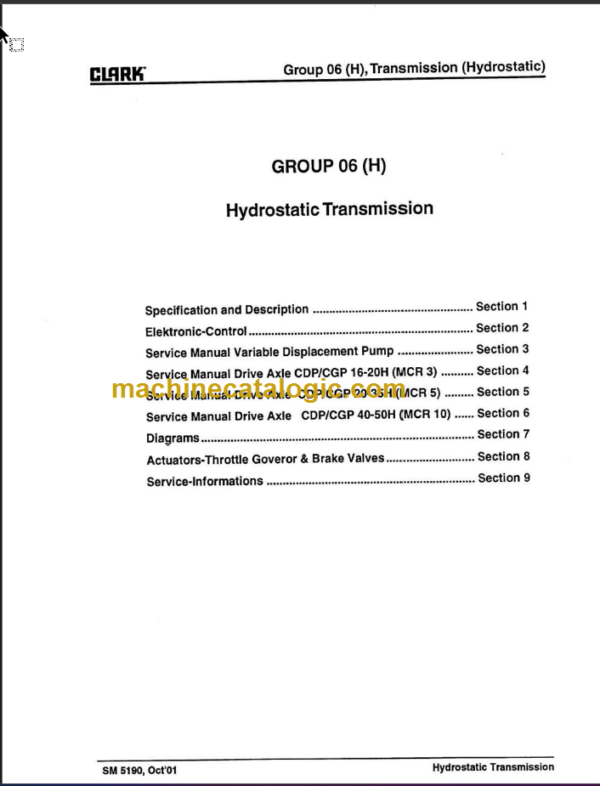 CLARK CGP CDP 16 50H Hydrostatic SERVICE MANUAL