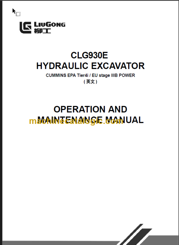 CLG930E IIIB OPERATION MANUAL