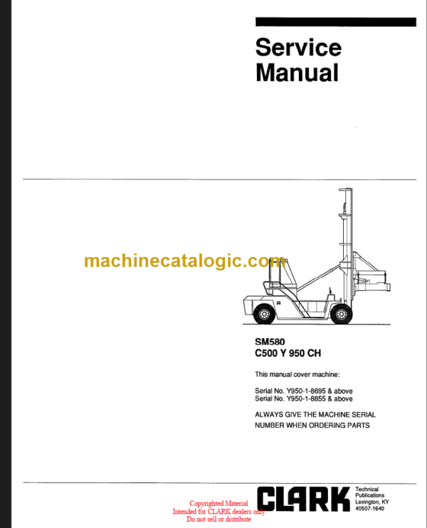 CLARK C500 Y950CH SERVICE MANUAL