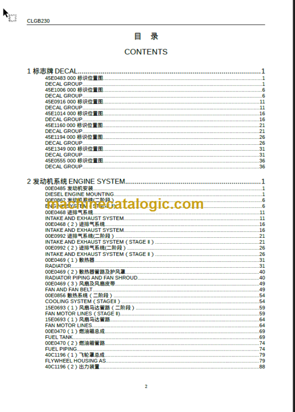 CLGB230 PARTS MANUAL