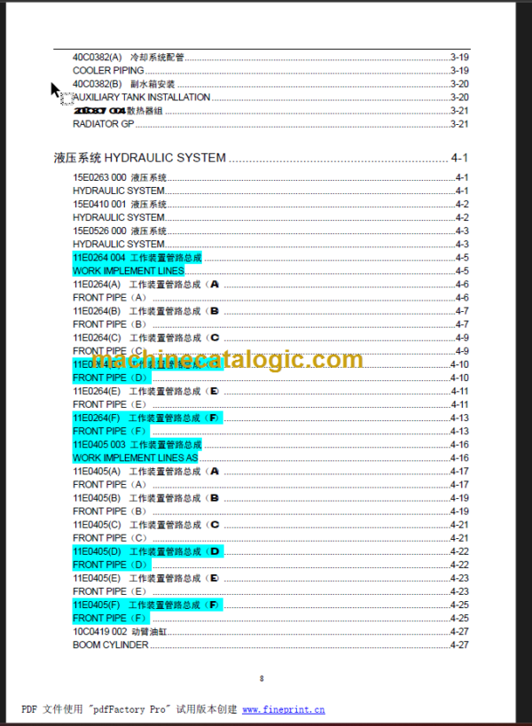 CLG 904C PARTS CATALOG