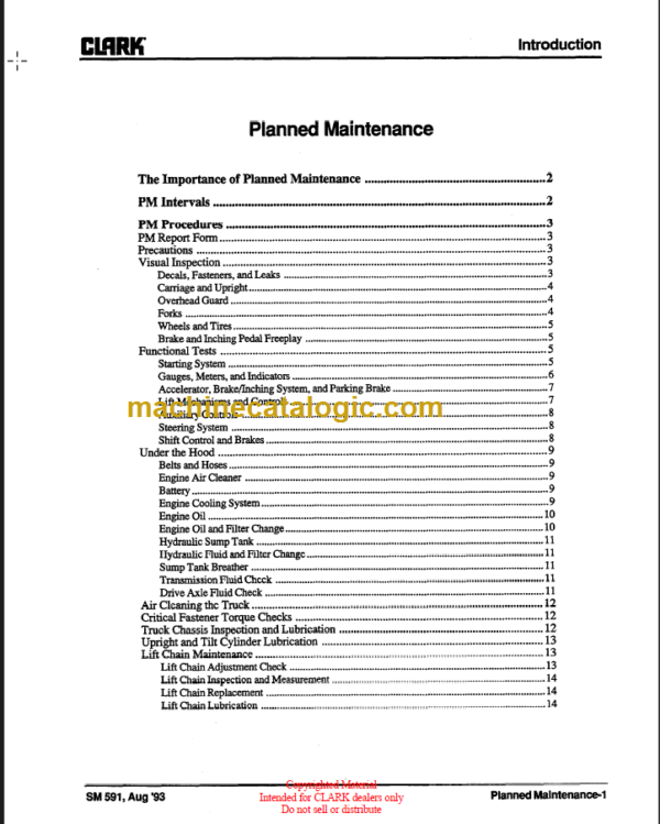 CLARK GPH DPH 50 60 70 75 SERVICE MANUAL