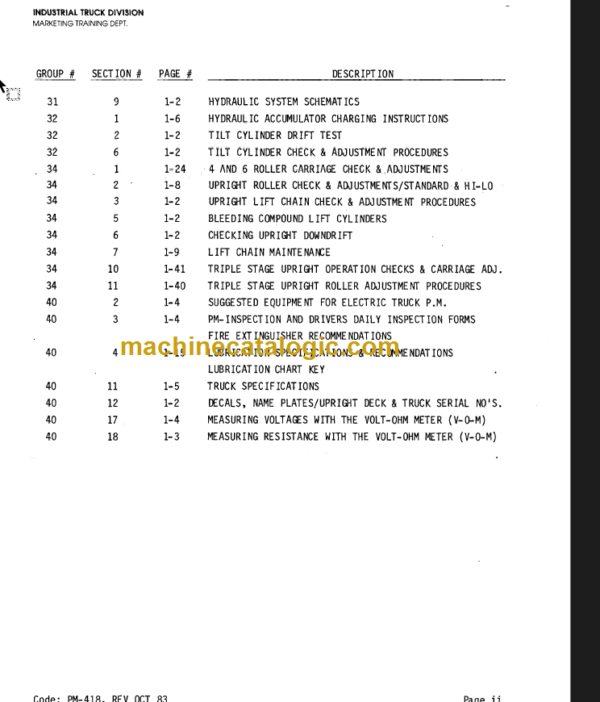 CLARK EC500 E355 Planned Maint & Adj Manuals