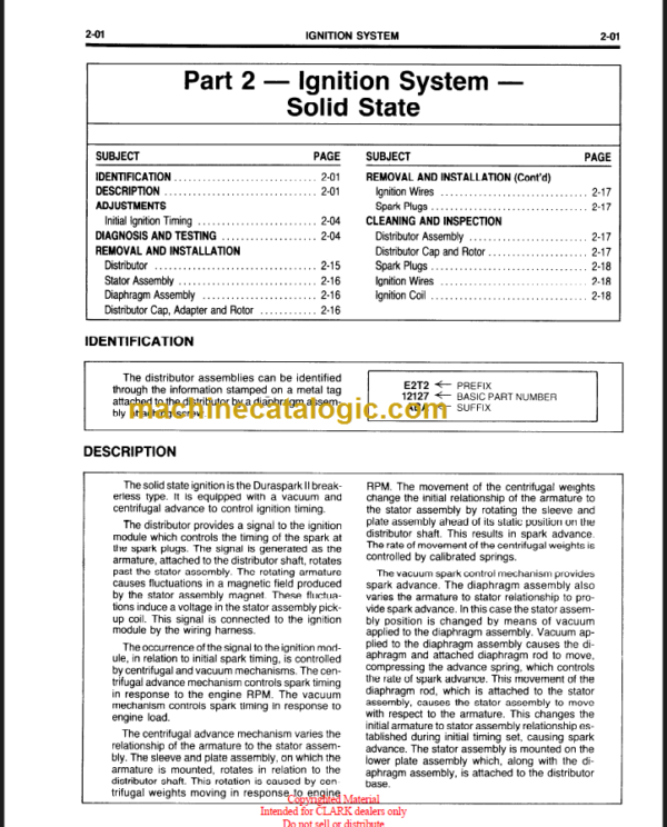 CLARK GPH DPH 50 60 70 75 SERVICE MANUAL