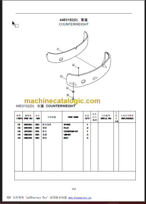 CLG 904C PARTS CATALOG