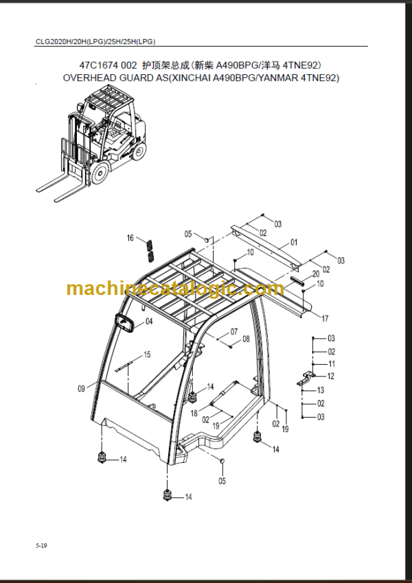 CLG 2020H 25H PARTS MANUAL