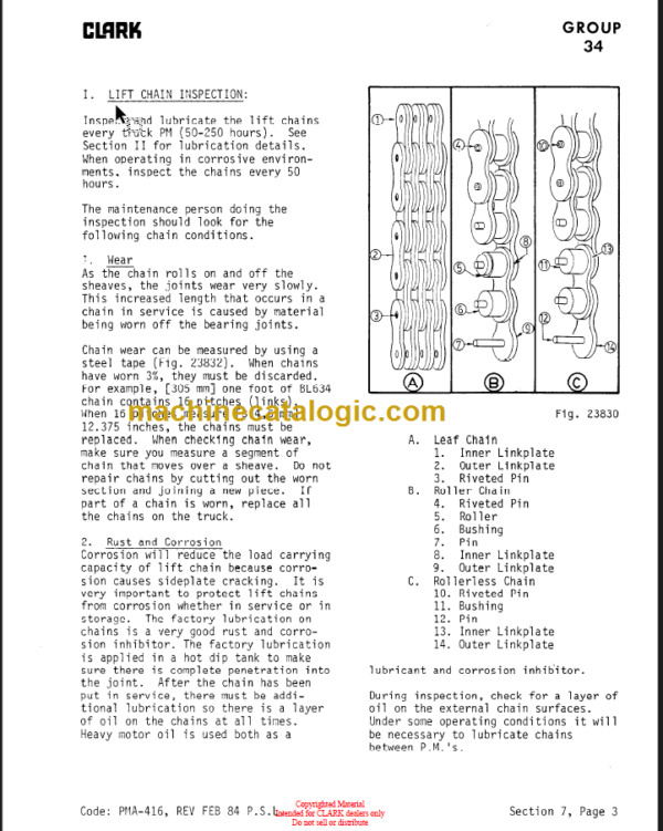 CLARK E235 EV-1 Planned Maint & Adj Manuals