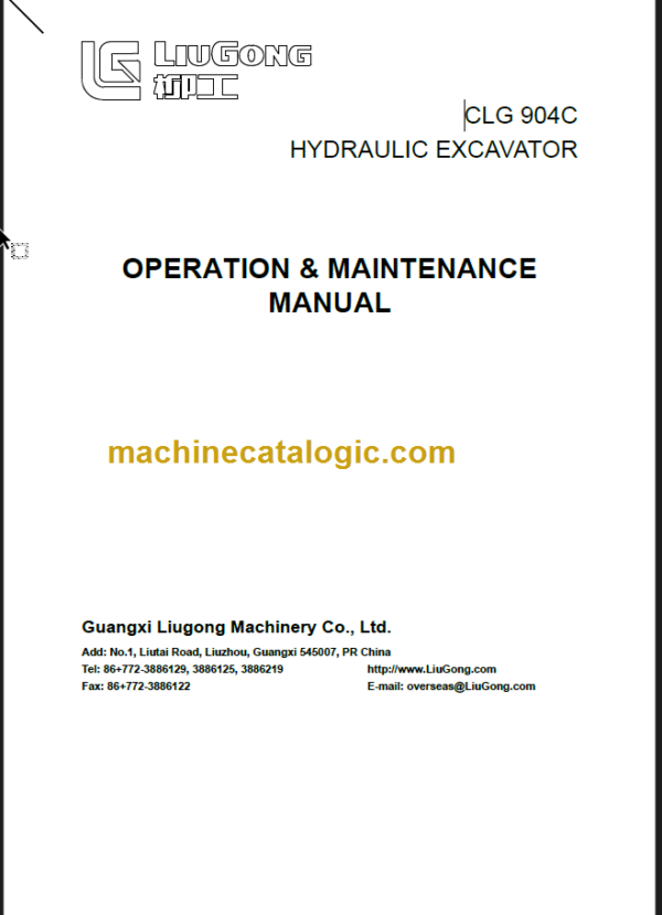 CLG 904 C OPERATION MANUAL