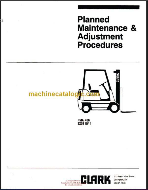 CLARK PMA-436 E235 EV1 PLANNED MAINTENANCE