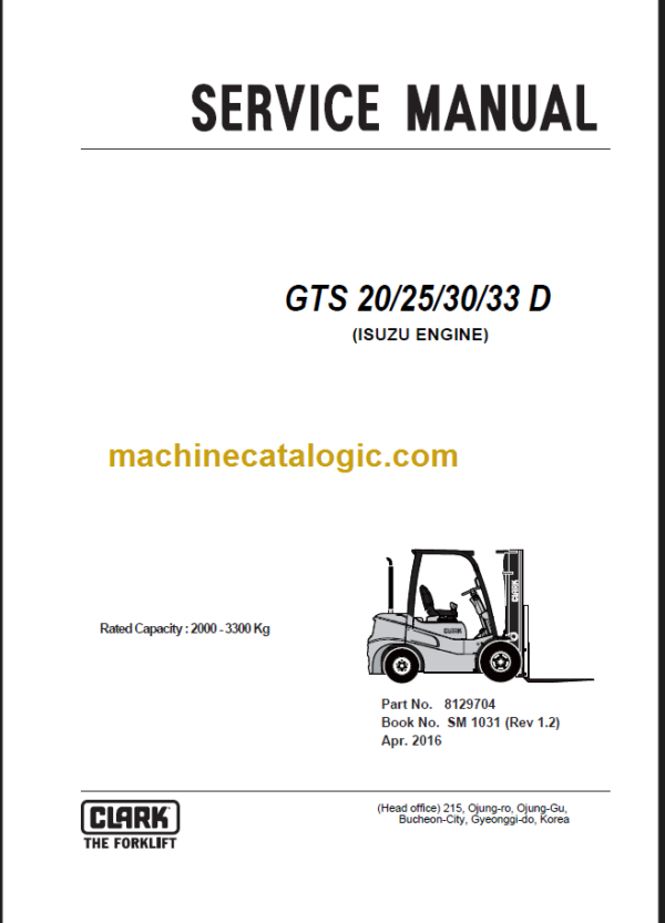 CLARK GTS 20 25 30 33D SERVICE MANUAL