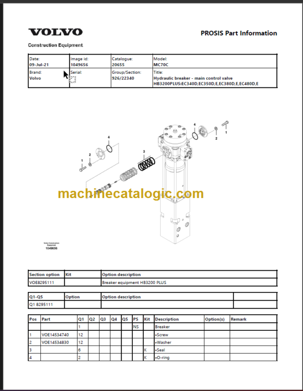 VOLVO MC70C SKID STEER LOADER PARTS MANUAL