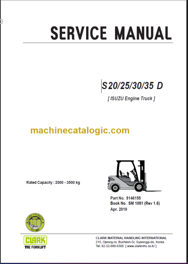 CLARK S20 25 30 35D SERVICE MANUAL Rev1.7