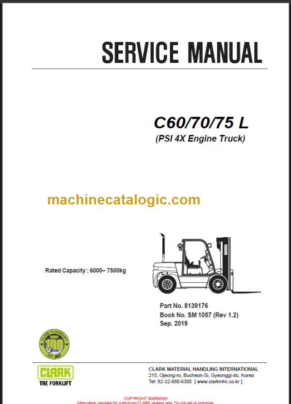 CLARK C60 70 75L SERVICE MANUAL