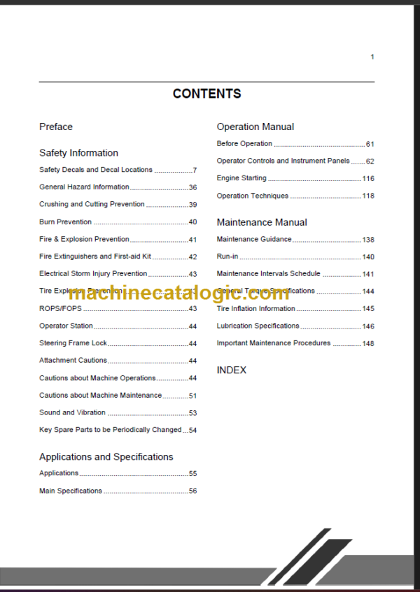 CLG835III (2F0050 0051) OPERATION MANUAL