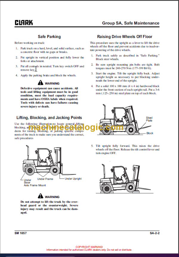 CLARK C60 70 75L SERVICE MANUAL