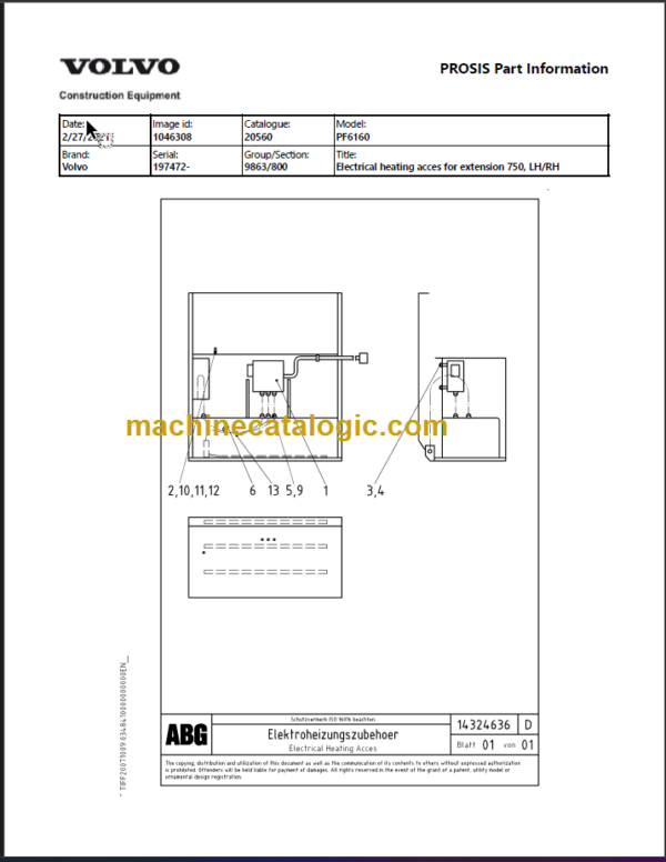 VOLVO PF6160 WHEELED PAVERS PARTS MANUAL