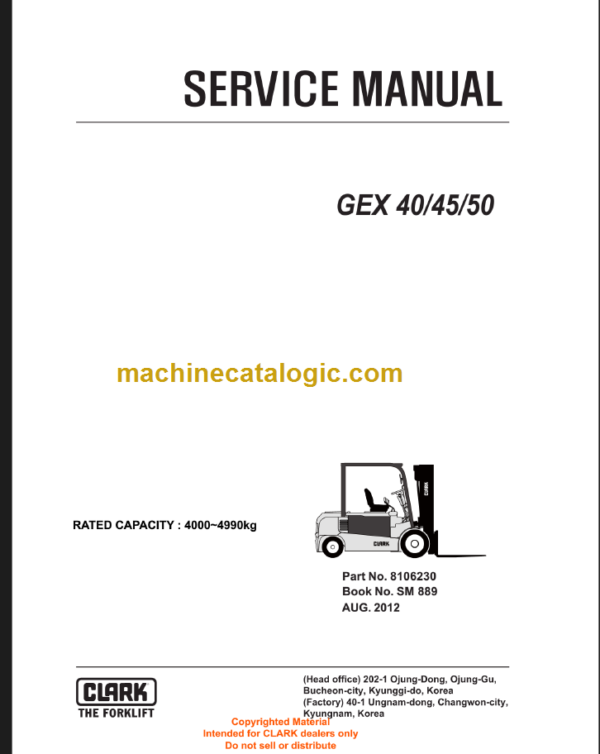 CLARK GEX40 45 50 SERVICE MANUAL