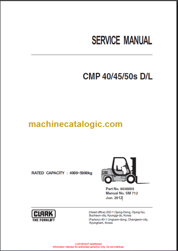 CLARK CMP 40 45 50S D L SERVICE MANUAL